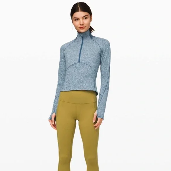 NWOT Lululemon Always Alert 1/2 Zip
Heathered Petrol Blue size 8 - Picture 3 of 9